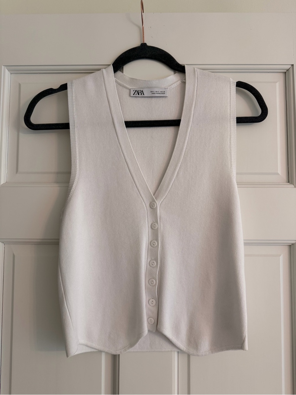 Zara White V-Neck Button-Front Crop Top